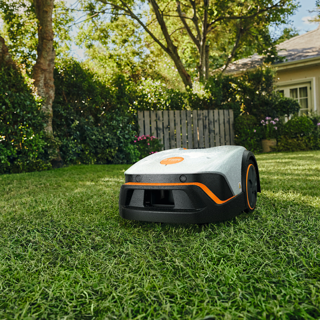 Rasenmähroboter im Garten