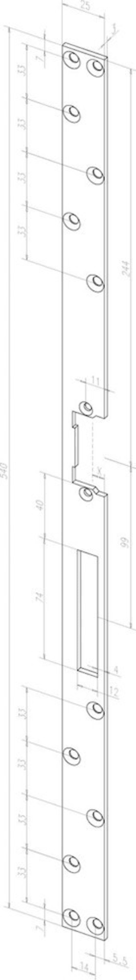 SCHLIESSBLECH SIHZ2013 F. E-ÖFFNER 540X25X3 MM VERZ. DL 01340-04