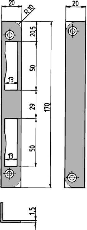 WINKELSCHLIESSBLECH 1 N F. ZTR. FALZ NIRO, ABGER. 3100577