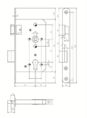 Stahltür-Einsteckschloss 167-PZW/65-R-24-A-41