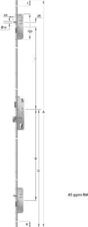 TÜRVERSCHL. AS-9300 AGXF/16-30-92-10 B29 2MM ABGES.FA. RAL 9007 VE=5  KFV 3491087