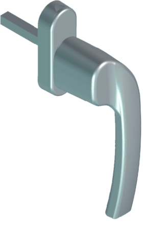 ROTO Fenstergriff RotoLine, gekröpft, mit Nocken, ohne Schrauben, H67,6, Aluminium