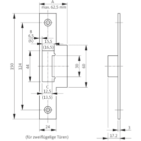 BKS Lappenschließblech B 9000,24/62,5x150x3 ktg,edelstahl,1FLG
