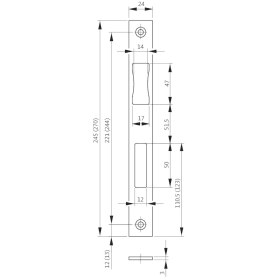 BKS Flachschließblech B 9000,24x270 ktg,FA14,nickelsilber