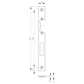 BKS Profilschließblech B 9000,DL,24x268x5 ktg,edelstahl,f.E-Öffner