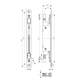 BKS Kantriegel B-18980,mit Hebel,D35mm,22x285 eckig verzinkt