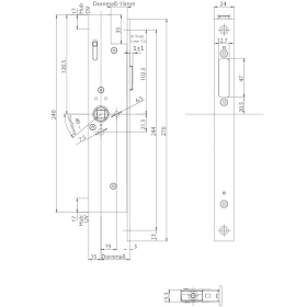 BKS PA-Treibriegelschloss B-19900,UG/9,D45,L24/62,5x270ktg,ER,DR,FSK