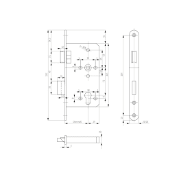 BKS Einsteckschloss B-24550,PZW72/8,D60,F20x235rd,ER