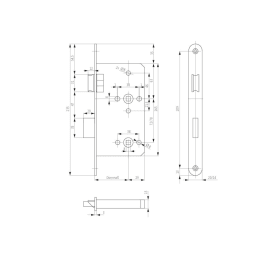 BKS Einsteckschloss B-24553,WC78/8,D55,F24x235rd,ER