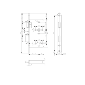 BKS Einsteckschloss B-24556,PZW72/8,D60,F24x235rd,ER