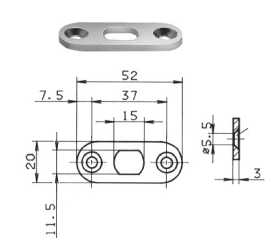 BKS Flachschließblech B 9000,20x52 rd,silber,verzinkt