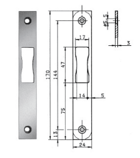 BKS Flachschließblech B 9000,24x170 ktg,edelstahl