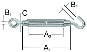 VORMANN 2 STÜCK SPANNSCHLÖSSER VERZINKT M5X50 HAKEN/ÖSE BIS 8/6MM 007900224AV