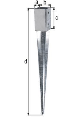 EINSCHLAG-BODENHÜLSE F.VIERKANTPF. STAHL ROH FVZ.4LÖ.11MM,LOCHHÜLSE101MM 211 318