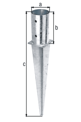 EINSCHLAG-BODENHÜLSE F.RUNDHOLZPF. STAHL ROH FVZ.4LÖCHER11MM,LOCHHÜLSE81MM211 387