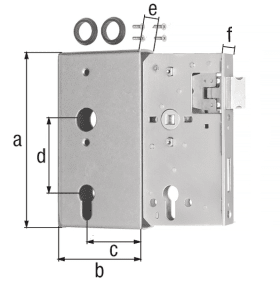 Schlosskasten 30 mm D 60 mm m. Schl. GAH Alberts