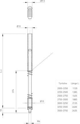 TREIBRIEGELSTANGE 1102/1135 MM M.VERR .FEDERF.SCHALTSCHLOSS 1141 1102.000001