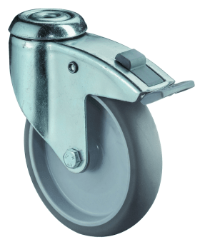 Lenkrolle 100mm,C121 Rückenl.Gummirad,GL,Fest.C121.A80.100 BS ROLLEN