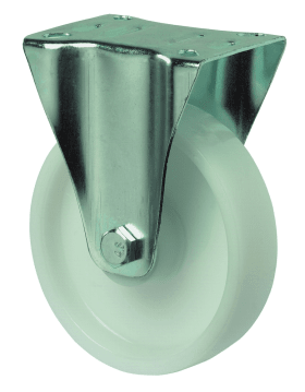 BS Bockrolle L 410 Kunststoffrad weiss Rollenlager Platte 100mm L410.B10.100