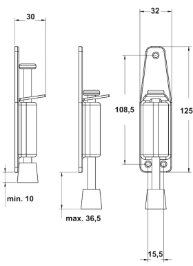 Hermat Türfeststeller 6710,Türblattmontage,Hub25mm,edelstahl