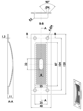 Hermat Muschelgriff 3671,120x40,geschlossen,BB,ER