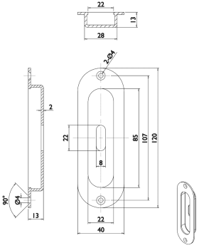 Hermat Muschelgriff 3673,120x40,geschlossen,BB,F3