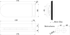 Hermat Ganzglas Gegenkasten VENEZIA 6014/6315.GKP, DL-R, naturfarbig eloxiert