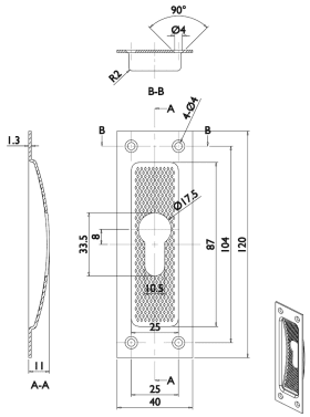 Hermat Muschelgriff 3671,120x40,geschlossen,PZ,ER
