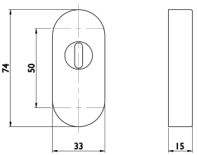 Hermat Schieberosette 2076.KS/OVAL,oval, PZ- ZA,15mm, edelstahl
