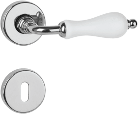 Hermat Drückerlochteil APPIANO 1038.F, 8mm,glanzchrom/Porzellan weiß