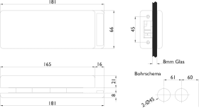Hermat Ganzglas Gegenkasten GENOVA 6084.GKP, DL-R, schwarz