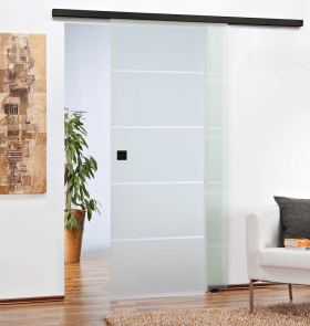 Hermat Schiebetürbeschlag,mit Laufschiene,SAN REMO, 2000mm, 80kg, ESG/VSG,schwarz