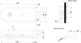Hermat Ganzglastürschloss 6013/6215/1802,PZ,8mm,ER,FlüFA