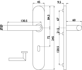 Hermat Drückergarnitur 1802/2002.U,LS ov.,BB72/8,ER matt