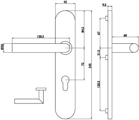 Hermat Drückergarnitur 1802/2002.U,LS ov.,PZ72/8,ER matt