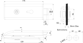 Hermat Ganzglastürschloss 6021/6315,UG,8mm,ER-Optik,FlüFA