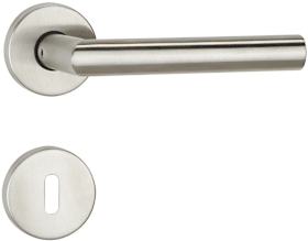 Hermat Drückergarnitur Basic 02 Innentür Edelstahl matt L-Form Rosetten