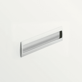 Einsetzgriff Misnia, Bohrabstand 96 mm, L 116 mm, B 54 mm, H 18,5 mm, Vernickelt matt Optik