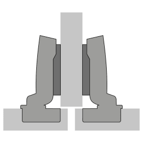 Hettich Sensys 110°-Scharnier mit integrierter Dämpfung (Sensys 8645i). vernickelt. halb vorliegend. Öffnungswinkel 110°. TS-Bohrbild 48 x 6 mm. zum Einpressen (ø 10 x 11)