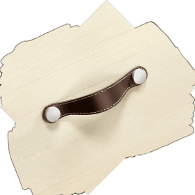 Griff Gela, Bohrabstand 128 mm, L 150 mm, B 26 mm, H 3 mm, Leder hellbraun