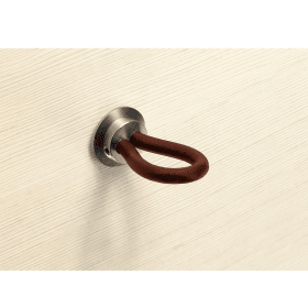 Knopf Filaga, L 20 mm, H 32 mm, Leder hellbraun / Vernickelt matt