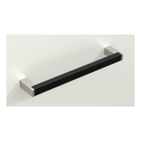 Griff Bermeo, Bohrabstand 256 mm, L 269 mm, B 12 mm, H 32 mm, Schwarz matt / Edelstahl Optik gebürstet