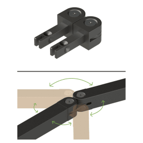 Hettich Cadro Flexibler Knoten 360 Grad, Edelstahl Optik, 9298846