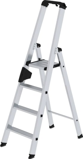 ALU-STUFEN-STEHLEITER EINSEITIG BEGEHBAR 4 STUFEN MIT BRÜCKE 40104