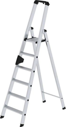 ALU-STUFEN-STEHLEITER EINSEITIG BEGEHBAR 6 STUFEN MIT BRÜCKE 40106