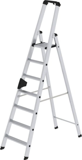 ALU-STUFEN-STEHLEITER EINSEITIG BEGEHBAR 7 STUFEN MIT BRÜCKE 40107