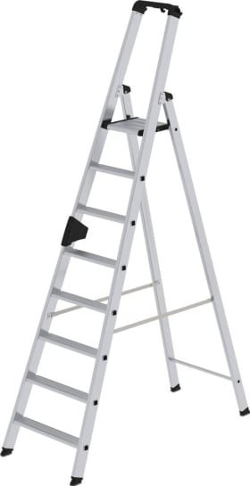 ALU-STUFEN-STEHLEITER EINSEITIG BEGEHBAR 8 STUFEN MIT BRÜCKE 40108