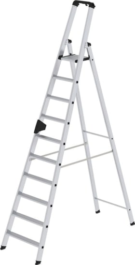 ALU-STUFEN-STEHLEITER EINSEITIG BEGEHBAR 10 STUFEN MIT BRÜCKE 40110