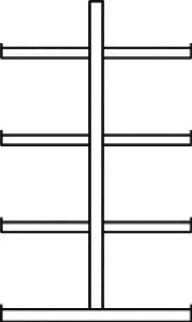 META Kragarmregal L Anbaufeld B1000xT2x600xH2000 mm doppelseitig RAL 5010 2x4 Arme Traglast 140kg