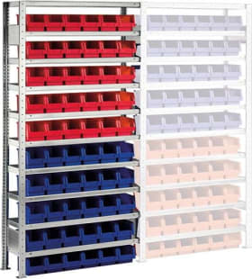 META Steckregal Meta-CLIP B1000xT300xH2000 mm Grundfeld 10 Böden vzk Fachlast 100kg 60 Kästen